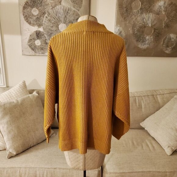 Topshop Mustard Knitted Funnel Neck Sweater Sz MP - Picture 7 of 11